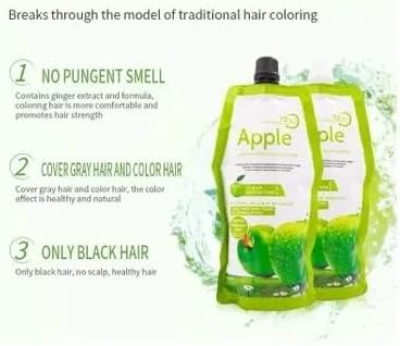 BLOOMING TIME Apple Ammonia-Free Black Hair Cream, No-Toxic, No Stimulation, Natural Black Hair Color cream - 500ml