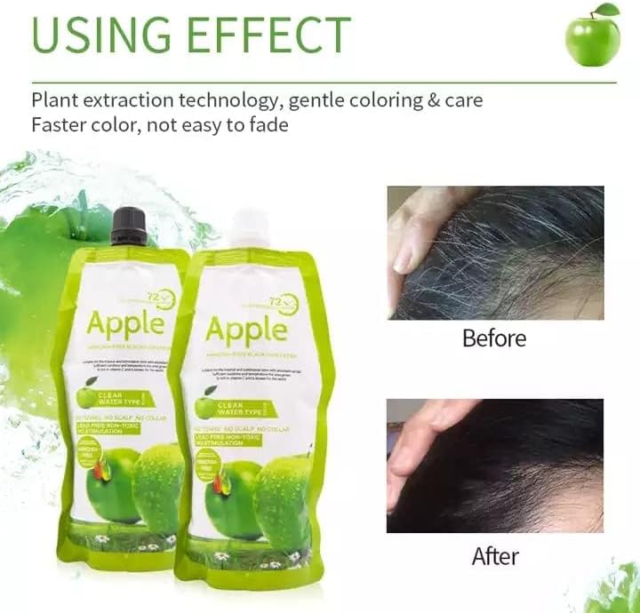 BLOOMING TIME Apple Ammonia-Free Black Hair Cream, No-Toxic, No Stimulation, Natural Black Hair Color cream - 500ml