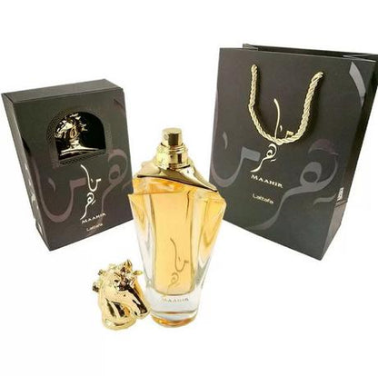 PERFUME ORIGINAL ARABE - MAAHIR DORADO - LATTAFA - 100ML - EAU DE PARFUM.