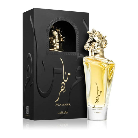 PERFUME ORIGINAL ARABE - MAAHIR DORADO - LATTAFA - 100ML - EAU DE PARFUM.