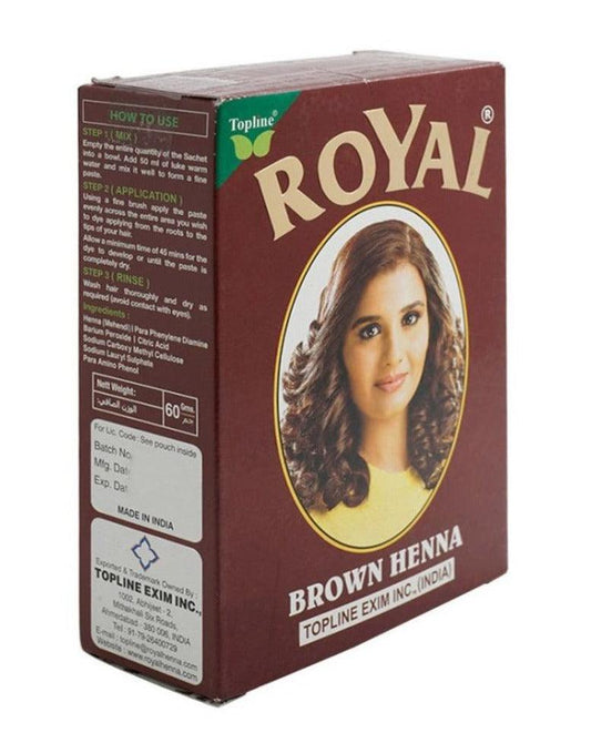 Henna Royal para Teñir Pelo, Cejas y Pestañas - Caja 6 Sobres de 10 gr - Gran Calidad