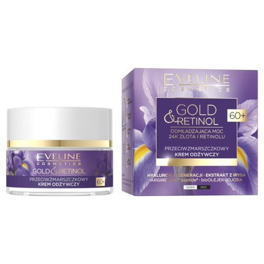 Crema nutritiva antiarrugas Eveline Cosmetics Gold & Retinol 60+. (50ml).
